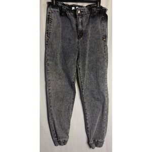 S.O.N.G Teen Size 9/29 Denim Joggers Pull On Elastic Waist Black Gray Dark Wash